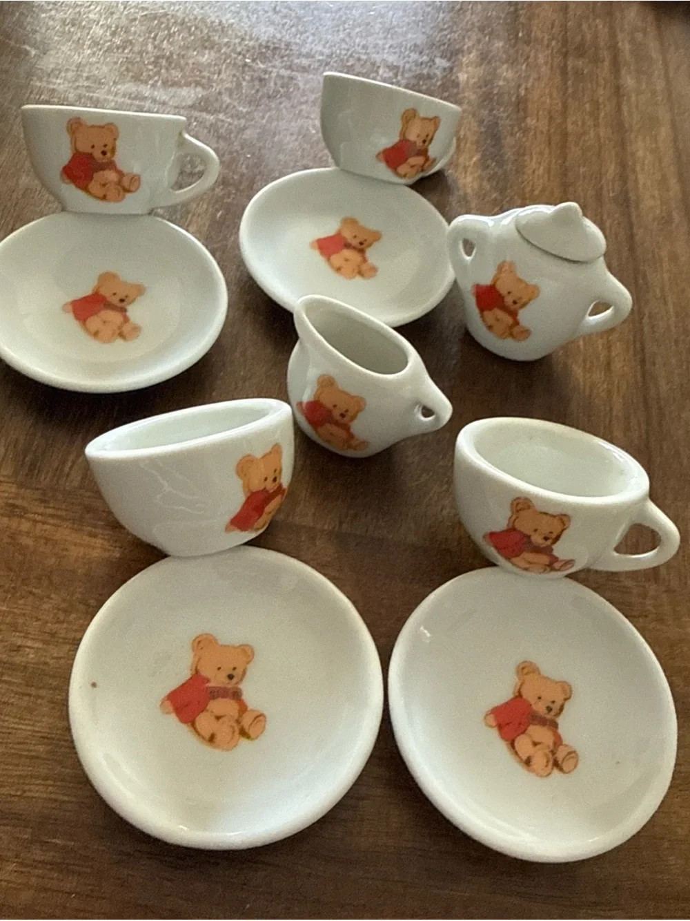Teddy Bear Miniature Porcelain 11 Piece Tea Set Vintage